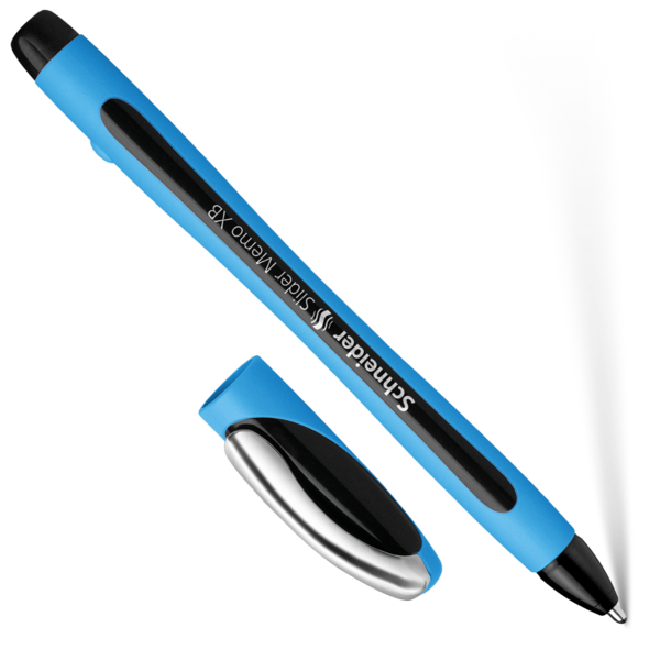Capped Ballpoint Pen-Waterproof 2 BLUE Schneider Slider Memo XB Extra Broad 
