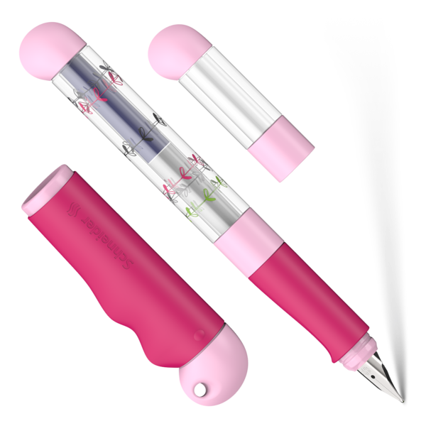 left-handed, beginner nib, large finger surfaces Pink-Pink Schneider Base Kid fountain pen 