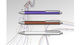 Der neue Perlia Druckkugelschreiber in seinen drei Farben Violett, Bronze und Weiß