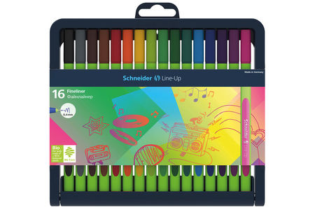 The adjustable pencil case with 16 different colours. 