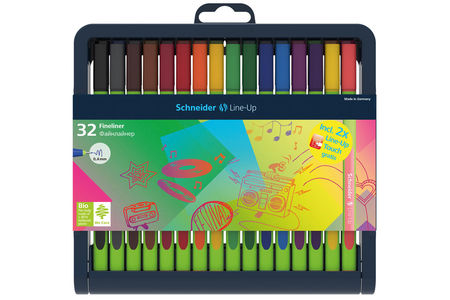 The adjustable pencil case with 30 different colours includes 2 Line-Up Touch for free! 