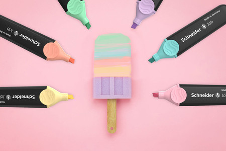 The highlighter Job Pastel in the 6 sweet ice cream colours.
