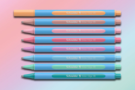 The popular cyan-coloured ballpoint pen Slider Edge Pastel with Viscoglide® technology.