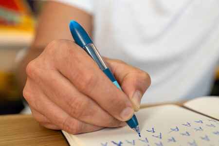 The writing colour of the Schneider Rollerballs Base Senso is royal blue, and the ink is erasable. 