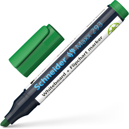 Schneider marka Maxx 293 Yeşil Çizgi kalınlığı 2+5 mm Beyaz Tahta ve Flipchart Kalemleri