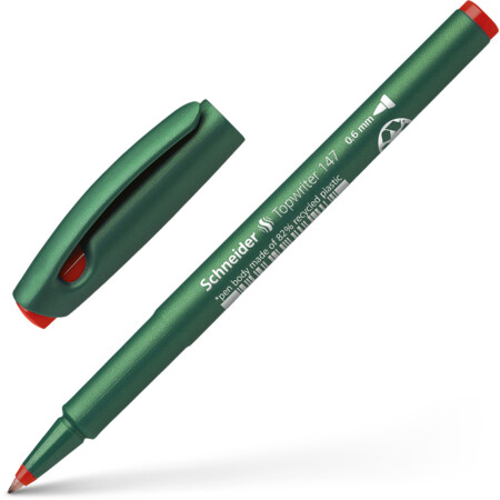 Schneider marka Topwriter 147 Kırmızı Çizgi kalınlığı 0.6 mm Finelinerlar ve Fiber Uçlu Kalemler