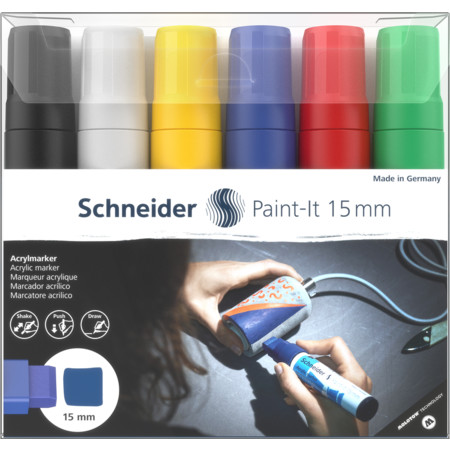 Paint-It 330 15 mm estuche 1 Multipack Trazo de escritura 15 mm Marcadores acrílicos by Schneider