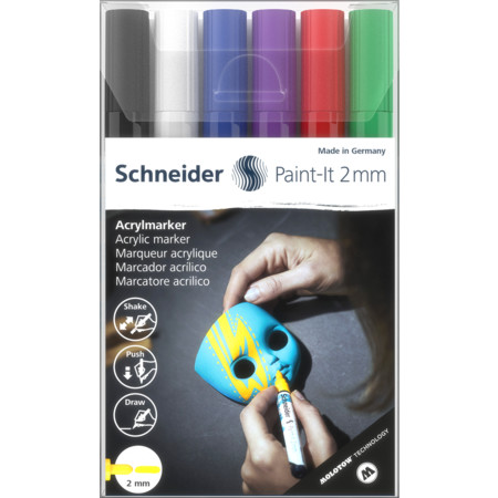 Schneider marka Paint-It 310 2 mm Set 1 Çoklu paket Çizgi kalınlığı 2 mm Akrilik Markörler