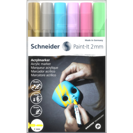 Paint-It 310 2 mm wallet 2 Multipack Line width 2 mm Acrylic markers by Schneider