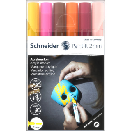 Schneider marka Paint-It 310 2 mm Set 3 Çoklu paket Çizgi kalınlığı 2 mm Akrilik Markörler