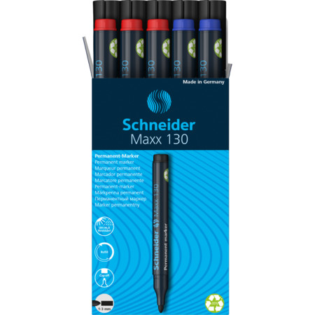 Maxx 130 boîte Multipack Épaisseurs de trait 1-3 mm Marqueurs permanents von Schneider