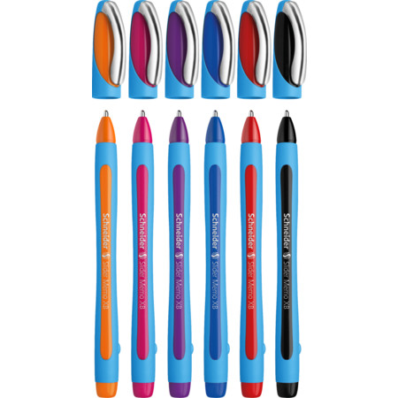 Schneider marka Slider Memo 6'lü kılıf Çoklu paket Çizgi kalınlığı XB Tükenmez Kalemler