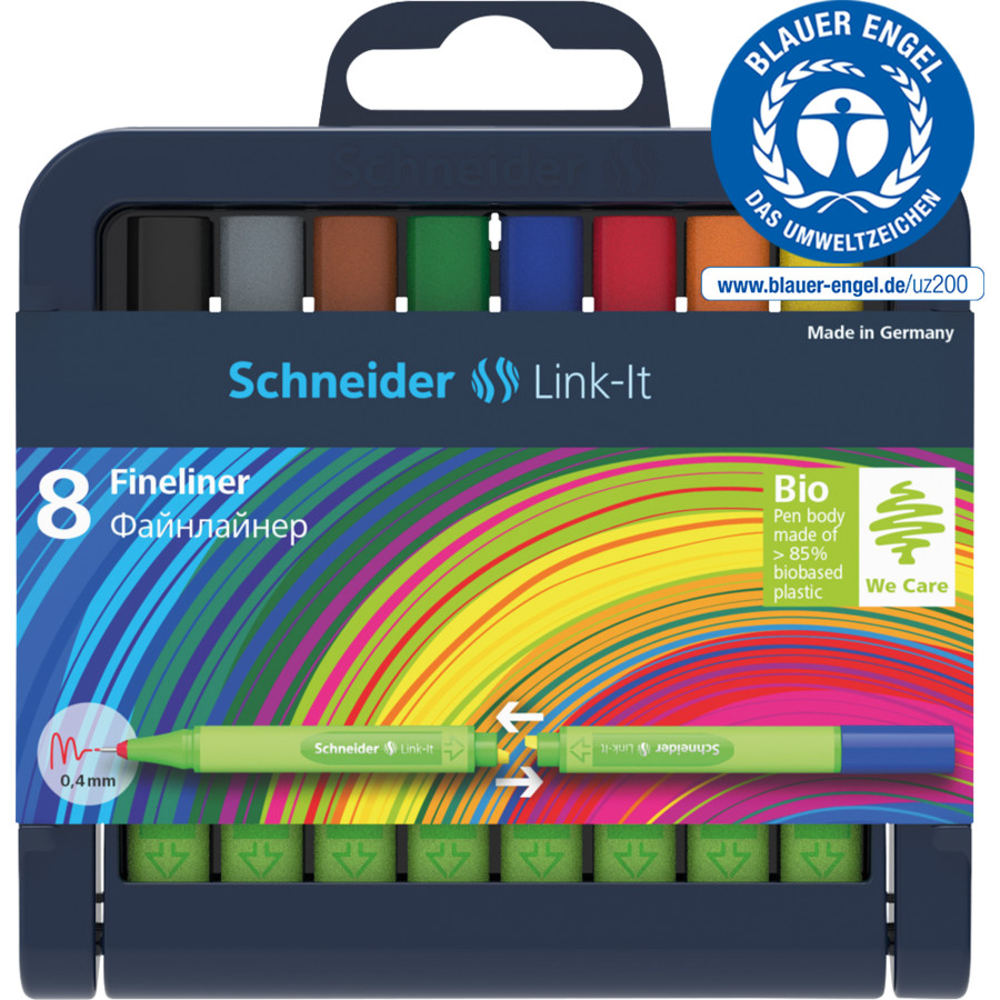 8er Box Schneider Link-It Set 8 Fasermaler sortiert Schreiber 8 Fineliner 