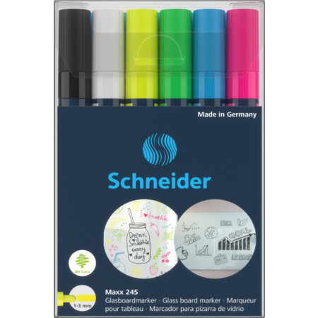 Maxx 245 wallet 3 Multipack Line width 1-3 mm Glass board markers by Schneider
