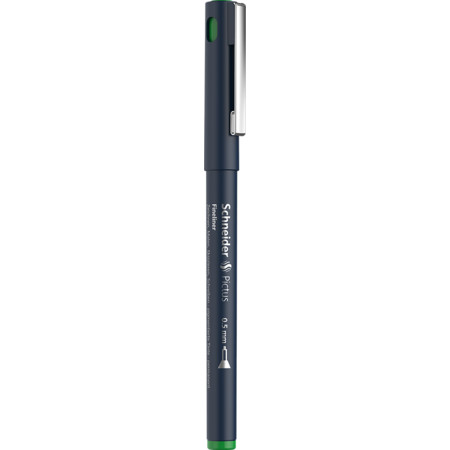 Pictus verde Trazo de escritura 0.5 mm Fineliner y Brush pens by Schneider