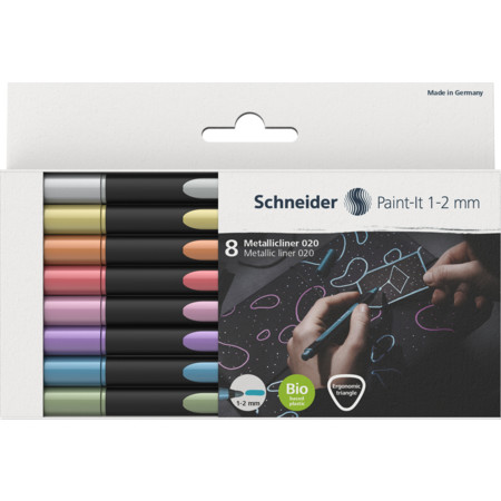 Paint-It 020 1-2 mm 8er-Etui Multipack Strichstärke 1-2 mm Metallic Stifte von Schneider