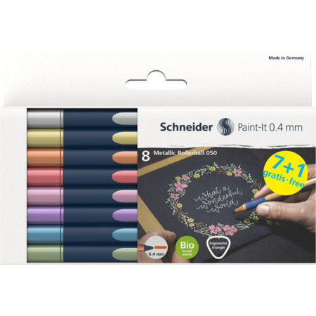 Paint-It 050 Metallic Rollerball 8er-Etui Multipack Strichstärke 0.4 mm Metallic Stifte von Schneider