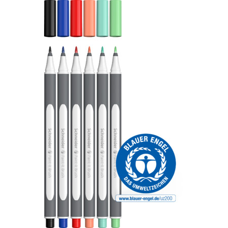 Schneider marka Paint-It 070 dava 6x V2 Çoklu paket Çizgi kalınlığı Brush Finelinerlar ve Brush pens