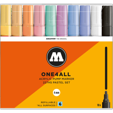 One4All 227HS 4 mm Pastel-Set Multipack Strichstärke 4 mm Acrylmarker von Molotow