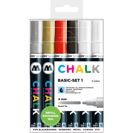 Chalk Marker 4 mm Basic-Set 1 Multipack Strichstärke 4 mm Kreidemarker von Molotow
