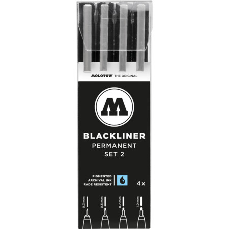 Blackliner Set 2 4er-Etui 0.3-1.0 mm Multipack Strichstärke M von Molotow