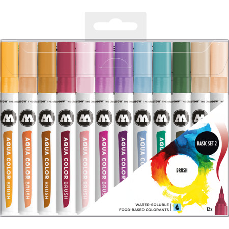 Aqua Color Brush Basic-Set 2 Strichstärke 1-2 mm Fineliner & Brush pens von Molotow