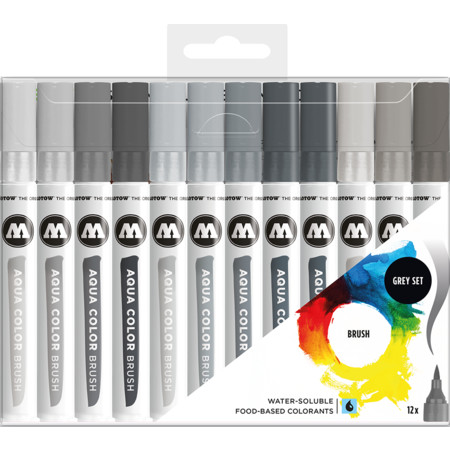 Aqua Color Brush Grey-Set Strichstärke 1-2 mm Fineliner & Brush pens von Molotow