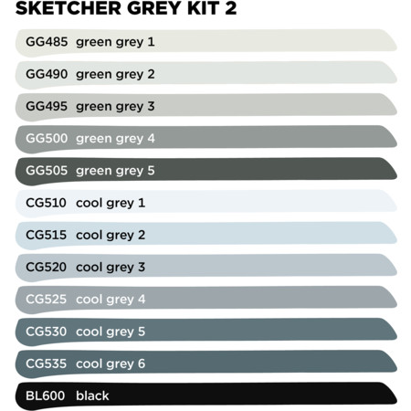 Sketcher Grey Kit 2 Fineliner & Brush pens von Molotow